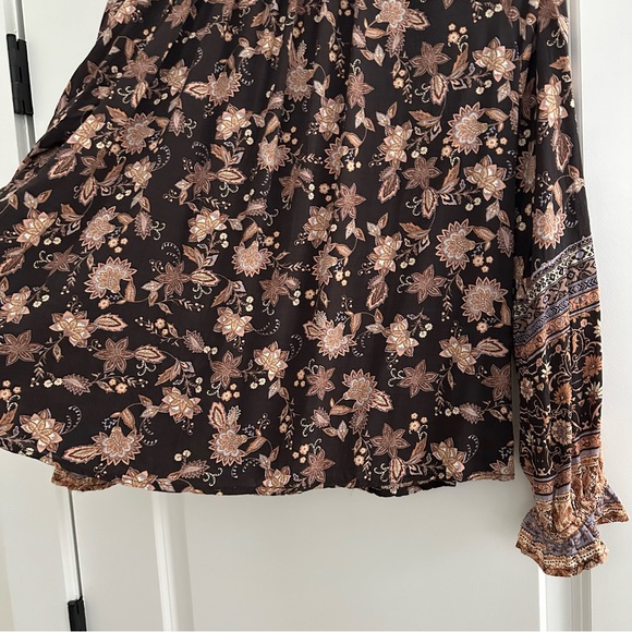 Floral Paisley Print Boho Peasant Blouse- Britain & Brooks Boutique Olivaceous - Picture 14 of 17